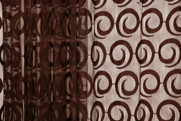 VAKKO  MODEL ACI KAHVE RENK İP PERDE HAZIR DÜĞMELERİ DİKİLMİŞ İP PERDE 300*270 cm ürün görseli