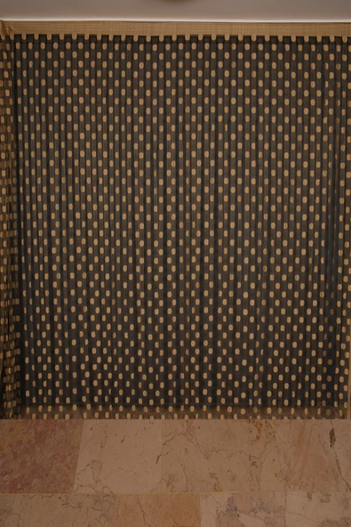 PUANLI ÇİFT RENK GOLD İP PERDE HAZIR DÜĞMELERİ DİKİLMİŞ İP PERDE 300*270 cm - Resim 2