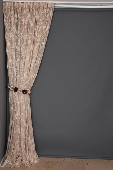 KILINÇ MODEL VİZON RENK TEK KANAT Hazır Pileli Fon Perde 300*260 - Resim 3