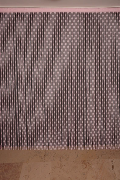 PUANLI MODEL PEMBE RENK İP PERDE HAZIR DÜĞMELERİ DİKİLMİŞ İP PERDE 300*270 cm - Resim 2