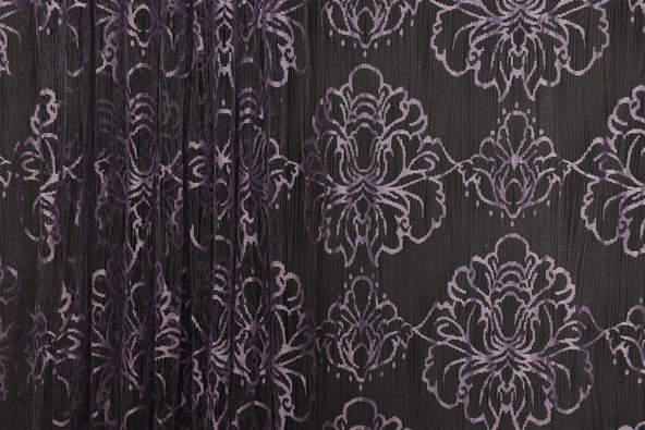 ÖRÜMCEK ÇİFT RENK LİLA İP PERDE HAZIR DÜĞMELERİ DİKİLMİŞ İP PERDE 300*280 cm - Resim 3