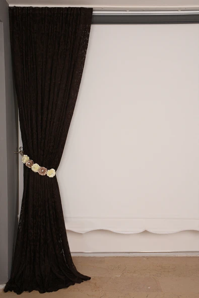 SULTAN 2 MODEL ACI KAHVE RENK TEK KANAT Hazır dikilmiş Pileli Fon Perde 300*260 cm ürün görseli