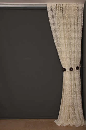 ŞAL MODEL KREM RENK TEK KANAT Hazır dikilmiş Pileli Fon Perde 300*260 cm - Resim 7