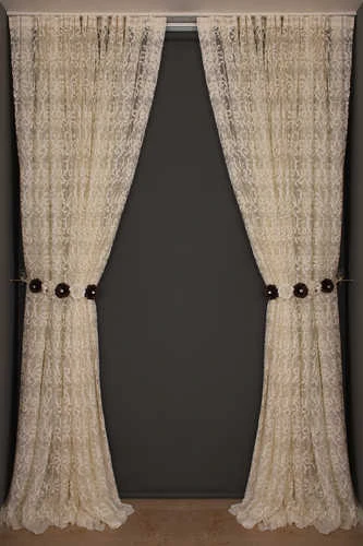 ŞAL MODEL KREM RENK TEK KANAT Hazır dikilmiş Pileli Fon Perde 300*260 cm - Resim 8