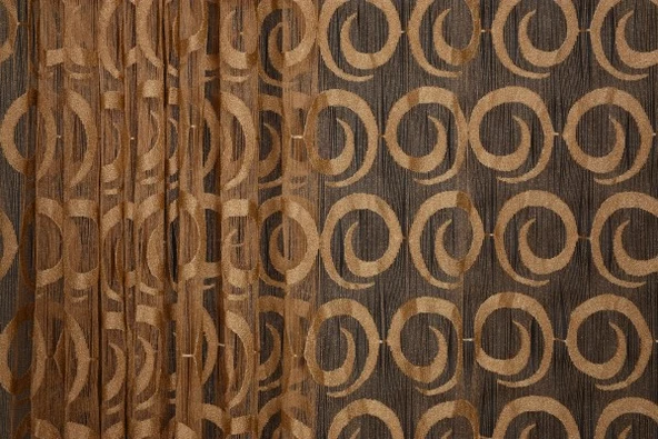 VAKKO  MODEL GOLD RENK İP PERDE HAZIR DÜĞMELERİ DİKİLMİŞ İP PERDE 300*270 cm - Resim 3