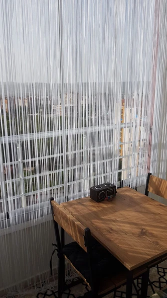 İP MODEL KREM RENK İP PERDE 300*270 cm - 2 mm şerit - Resim 7