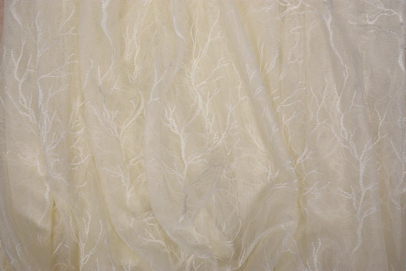 GRANİT MODEL KREM RENK TEK KANAT Dikilmiş Pileli Fon Perde 300*260 Cm - Resim 4