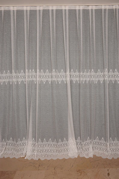 GÖBEKLİ MODEL KIRIK BEYAZ TEK KANAT RENK Hazır dikilmiş Pileli Fon Perde 300*260 cm - Resim 2