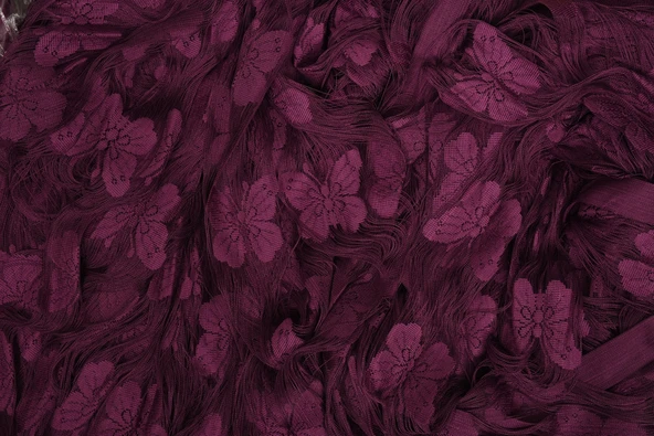 KELEBEK  MODEL MOR RENK İP PERDE HAZIR DÜĞMELERİ DİKİLMİŞ İP PERDE 300*280 cm - Resim 5