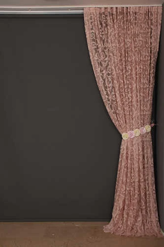 SULTAN 2 MODEL PUDRA RENK TEK KANAT Hazır dikilmiş Pileli Fon Perde 300*260 cm - Resim 7