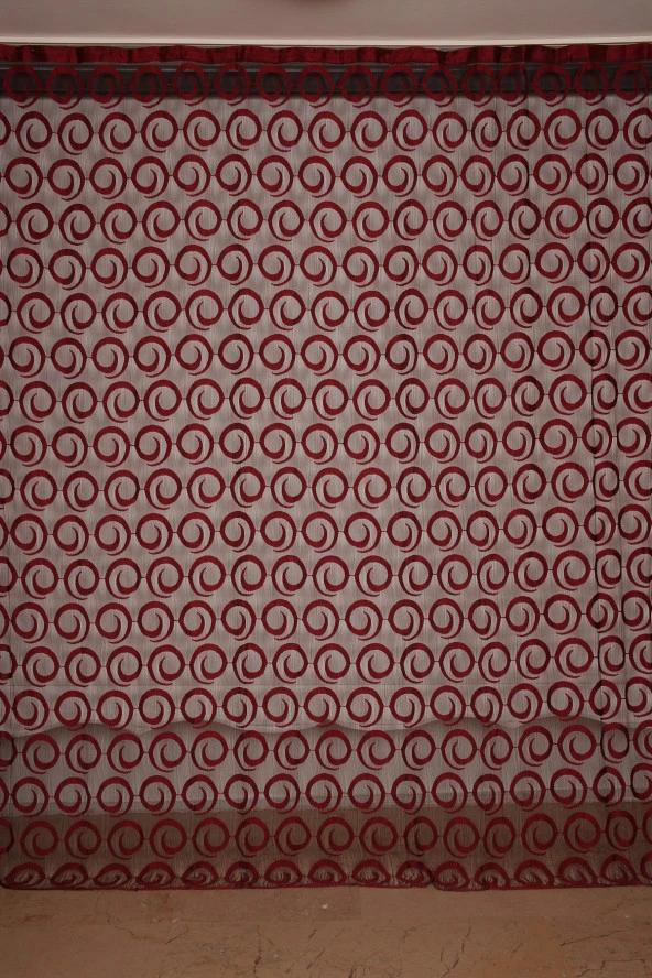 VAKKO ÇİFT RENK BORDO İP PERDE HAZIR DÜĞMELERİ DİKİLMİŞ İP PERDE 300*250 cm ürün görseli 1