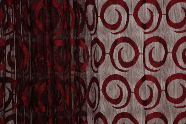 VAKKO ÇİFT RENK BORDO İP PERDE HAZIR DÜĞMELERİ DİKİLMİŞ İP PERDE 300*250 cm - Resim 6