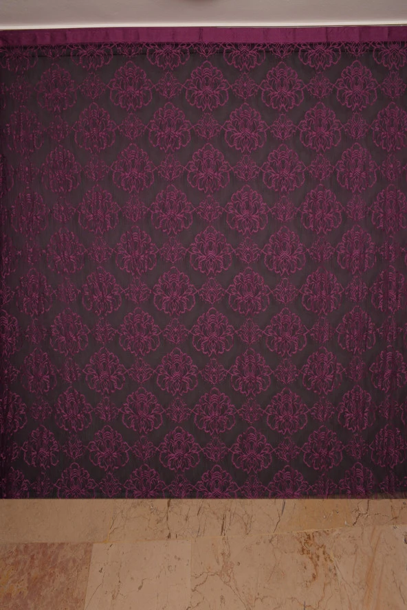 ÖRÜMCEK ÇİFT RENK MOR İP PERDE HAZIR DÜĞMELERİ DİKİLMİŞ İP PERDE 300*280 cm - Resim 2