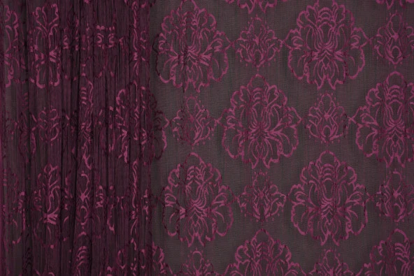 ÖRÜMCEK ÇİFT RENK MOR İP PERDE HAZIR DÜĞMELERİ DİKİLMİŞ İP PERDE 300*280 cm - Resim 3