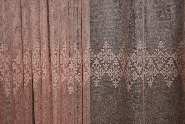 GÖBEKLİ MODEL PUDRA RENK TEK KANAT Hazır dikilmiş Pileli Fon Perde 300*260 cm - Resim 6