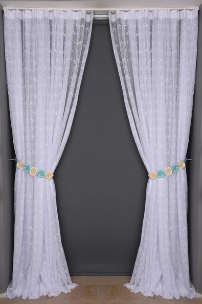 KUŞ  MODEL BEYAZ RENK TEK KANAT Dikilmiş Pileli Fon Perde 300*260 Cm - Resim 6