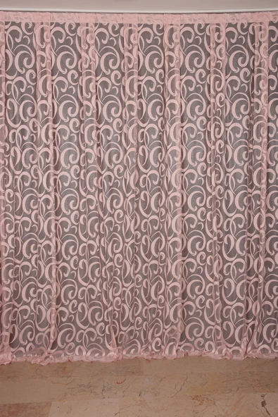 AY MODELİ PUDRA RENK TEK KANAT Hazır Dikilmiş Pileli Fon Perde 300*260 Cm - Resim 2