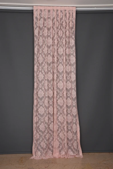 DAMAKS PUDRA RENK TEK KANAT Hazır dikilmiş Pileli Fon Perde 75*260 cm - Resim 3