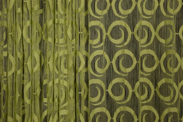 VAKKO  MODEL YEŞİL RENK İP PERDE HAZIR DÜĞMELERİ DİKİLMİŞ İP PERDE 300*270 cm - Resim 4