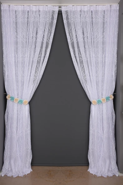 GRANİT MODEL BEYAZ RENK TEK KANAT Dikilmiş Pileli Fon Perde 300*260 Cm - Resim 5