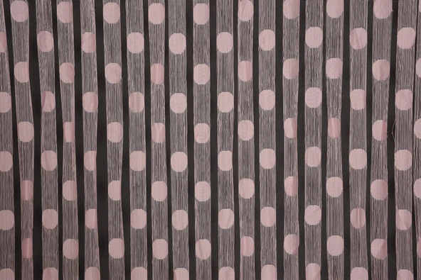 PUANLI MODEL PEMBE RENK İP PERDE HAZIR DÜĞMELERİ DİKİLMİŞ İP PERDE 300*270 cm - Resim 3