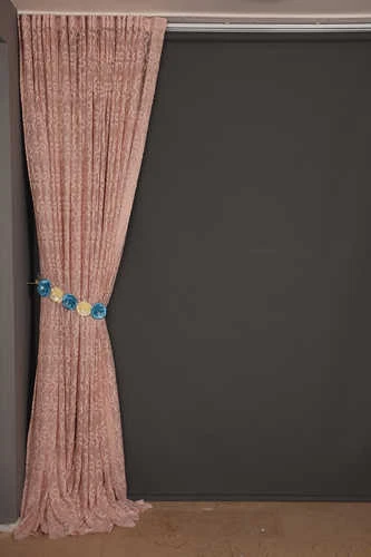 ŞAL MODEL PUDRA RENK TEK KANAT Hazır dikilmiş Pileli Fon Perde 300*260 cm - Resim 6