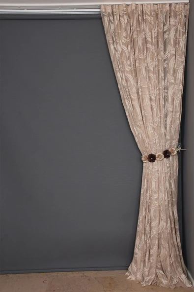 KILINÇ MODEL VİZON RENK TEK KANAT Hazır Pileli Fon Perde 300*260 - Resim 4