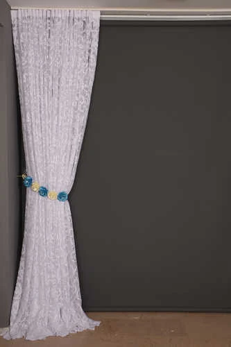 SULTAN 2 MODEL KIRIK BEYAZ RENK TEK KANAT Hazır dikilmiş Pileli Fon Perde 300*260 cm - Resim 6