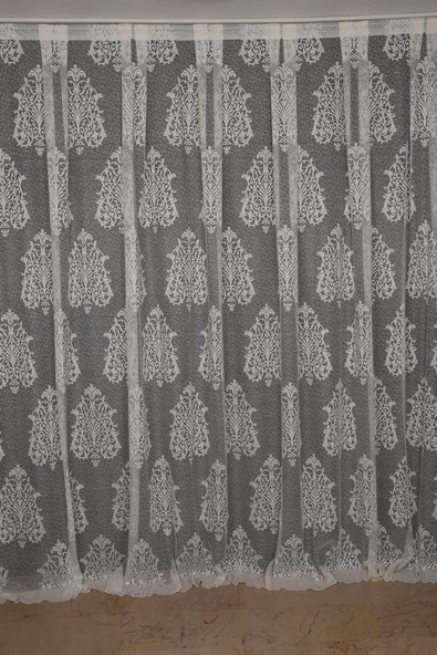 BÜYÜK DAMAKS KREM RENK TEK KANAT Dikilmiş Pileli Fon Perde 300*260 Cm - Resim 2