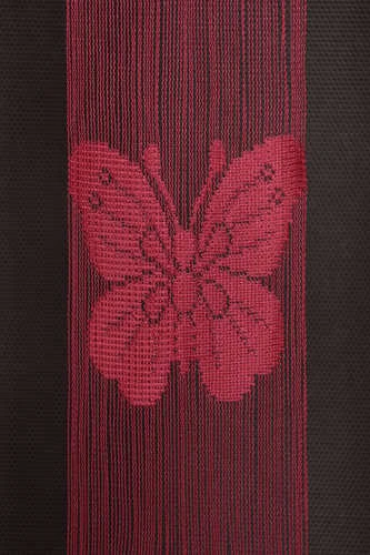 KELEBEK  MODEL FUŞYA RENK İP PERDE HAZIR DÜĞMELERİ DİKİLMİŞ İP PERDE 300*270 cm - Resim 4