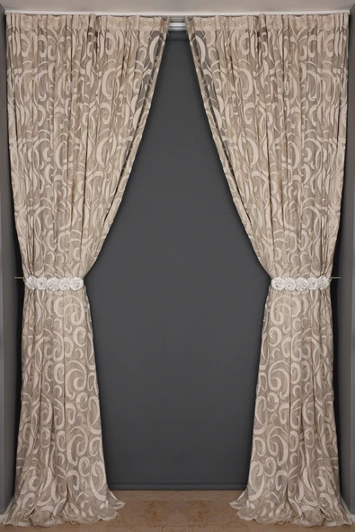 AY MODELİ VİZON RENK TEK KANAT Hazır Dikilmiş Pileli Fon Perde 300*260 Cm - Resim 7