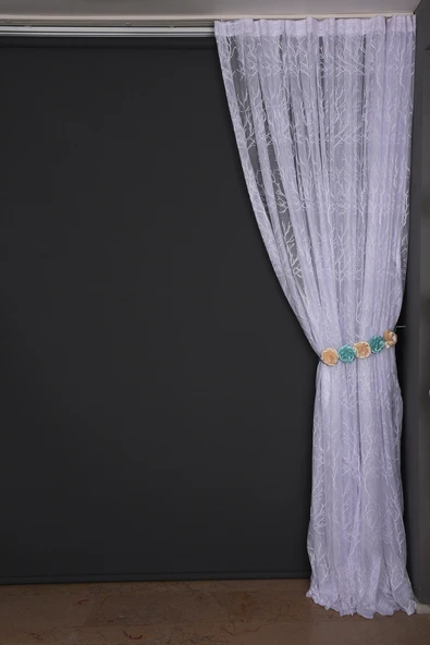 GRANİT MODEL KIRIK BEYAZ RENK TEK KANAT Dikilmiş Pileli Fon Perde 300*260 Cm - Resim 6