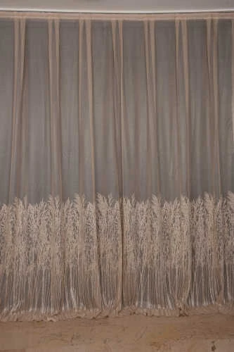 SELVİ DESEN VİZON RENK TEK KANAT Hazır dikilmiş Pileli Fon Perde 300*260 cm ürün görseli 1