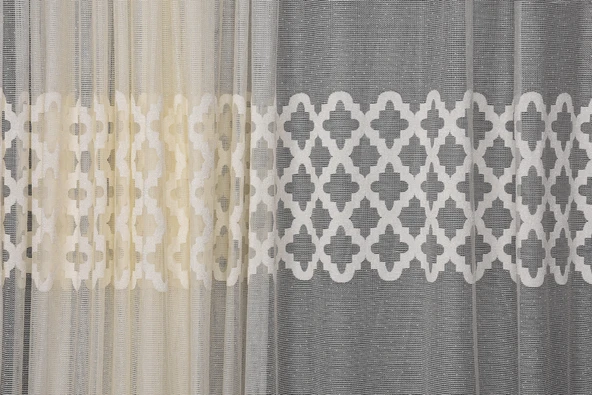 OSMANLI MODEL KREM RENK TEK KANAT Dikilmiş Pileli Fon Perde 300*260 Cm - Resim 6