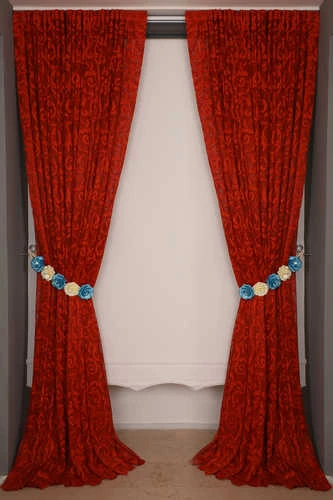 SULTAN 2 MODEL KIRMIZI RENK TEK KANAT Hazır dikilmiş Pileli Fon Perde 300*260 cm - Resim 8