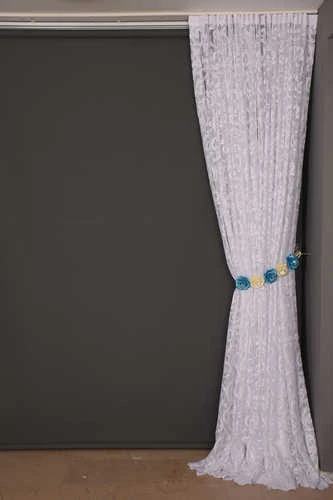 SULTAN 2 MODEL KIRIK BEYAZ RENK TEK KANAT Hazır dikilmiş Pileli Fon Perde 300*260 cm - Resim 7