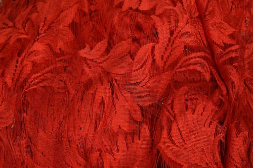 YAPRAK  MODEL KIRMIZI RENK İP PERDE HAZIR DÜĞMELERİ DİKİLMİŞ İP PERDE 300*280 cm - Resim 5