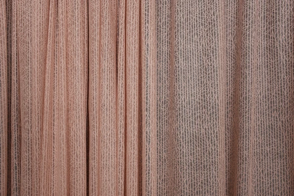 ÇİZGİLİ MODEL PUDRA RENK TEK KANAT Hazır dikilmiş Pileli Fon Perde 300*260 cm - Resim 3