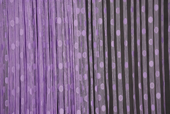 KÜÇÜK PUANLI MODEL LİLA RENK HAZIR İP PERDE 300*270 cm - Resim 4