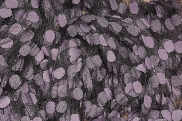 PUANLI ÇİFT RENK LİLA İP PERDE HAZIR DÜĞMELERİ DİKİLMİŞ İP PERDE 300*270 cm - Resim 5