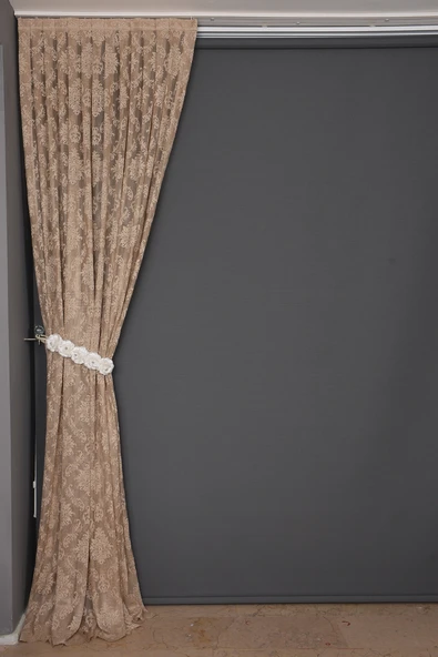 DAMAKS VİZON RENK TEK KANAT Hazır dikilmiş Pileli Fon Perde 75*260 cm - Resim 6