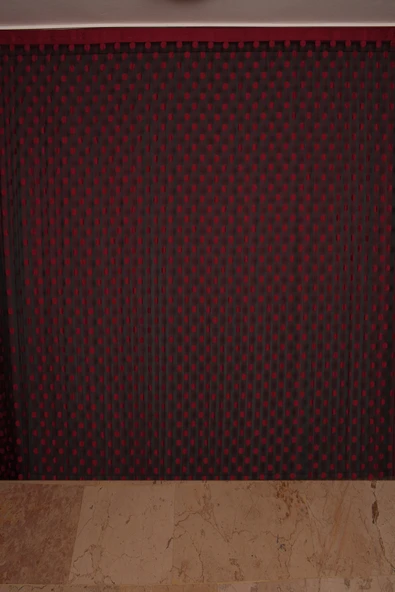 PUANLI ÇİFT RENK BORDO İP PERDE HAZIR DÜĞMELERİ DİKİLMİŞ İP PERDE 300*270 cm - Resim 2