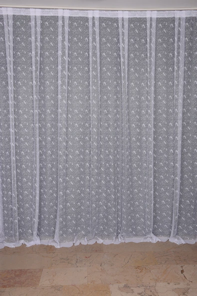 KUŞ  MODEL BEYAZ RENK TEK KANAT Dikilmiş Pileli Fon Perde 300*260 Cm - Resim 2