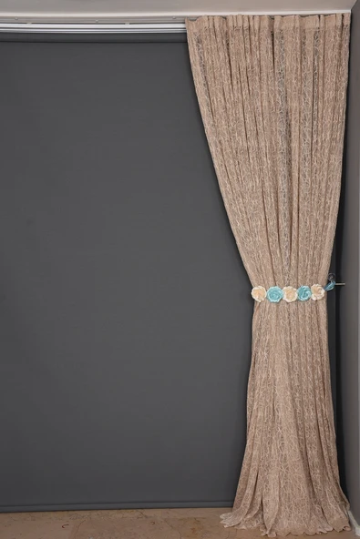 ÖRÜMCEK TÜL VİZON RENK TEK KANAT Hazır dikilmiş Pileli Fon Perde 300*260 cm - Resim 8