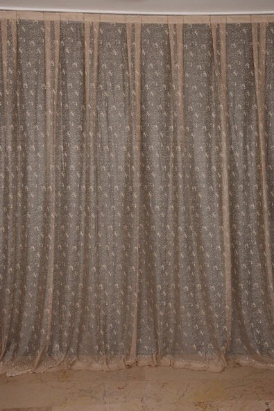 KUŞ MODEL VİZON RENK TEK KANAT Dikilmiş Pileli Fon Perde 300*260 Cm - Resim 2