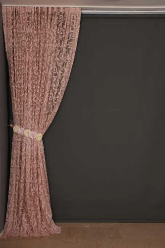 SULTAN 2 MODEL PUDRA RENK TEK KANAT Hazır dikilmiş Pileli Fon Perde 300*260 cm - Resim 6