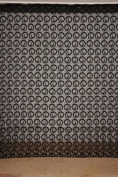 VAKKO  MODEL SİYAH RENK İP PERDE HAZIR DÜĞMELERİ DİKİLMİŞ İP PERDE 300*270 cm - Resim 2