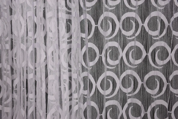 VAKKO  MODEL BEYAZ RENK İP PERDE HAZIR DÜĞMELERİ DİKİLMİŞ İP PERDE 300*270 cm - Resim 3