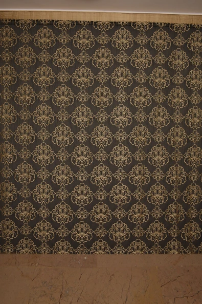 ÖRÜMCEK ÇİFT RENK GOLD İP PERDE HAZIR DÜĞMELERİ DİKİLMİŞ İP PERDE 300*270 cm - Resim 2