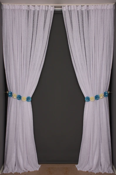 ÇİZGİLİ MODEL KIRIK BEYAZ RENK TEK KANAT Hazır dikilmiş Pileli Fon Perde 300*260 cm - Resim 7